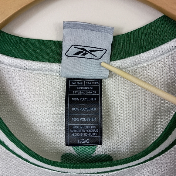 Boston Celtics Al Jefferson Jersey Large White Green Reebok NBA #7 Vintage - Picture 8 of 9
